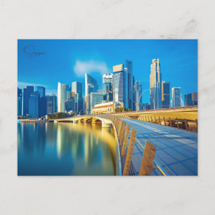 Cartão Postal Viagens vintage cidade de Singapura - retro do sky