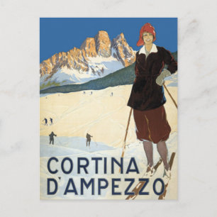 Cartão Postal viagens vintage Cortina d'Ampezzo, Itália, Alpes 