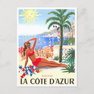Cartão Postal Viagens vintage Cote D'Azur France