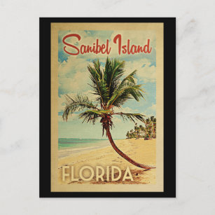 Cartão Postal Viagens vintage da Árvore Palm da Ilha Sanibel