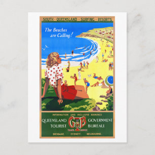 Cartão Postal Viagens vintage da Austrália restaurada