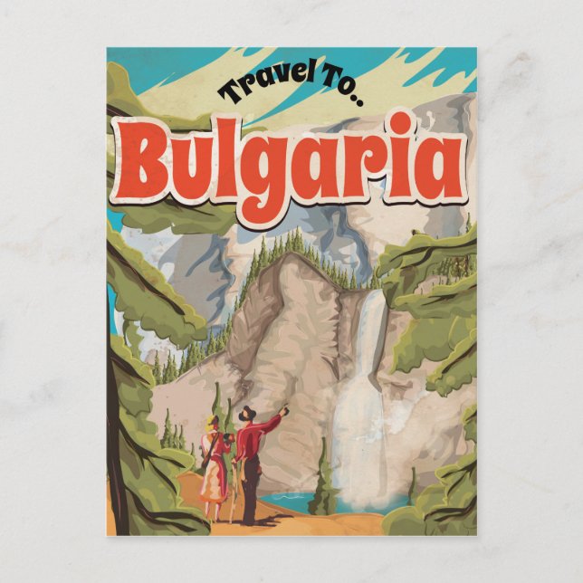 Cartão Postal Viagens vintage da Bulgária (Frente)