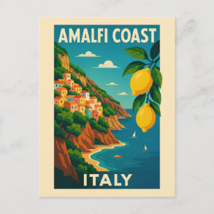 Cartão Postal Viagens vintage da Costa do Amalfi Itália