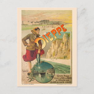 Cartão Postal Viagens vintage da Dieppe France - Poster de 1900