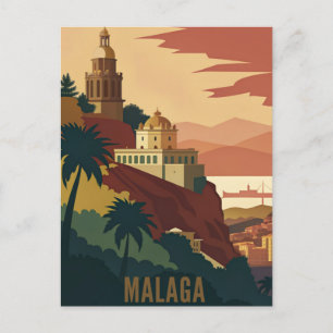 Cartão Postal Viagens vintage da Espanha de Málaga