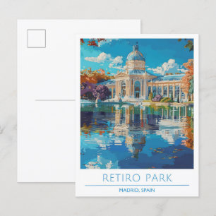Cartão Postal Viagens vintage da Espanha Retiro Park Madrid