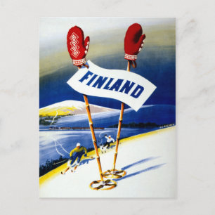Cartão Postal Viagens vintage da Finlândia Restaurada
