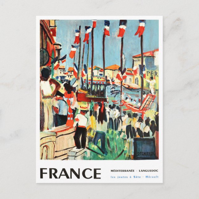 Cartão Postal Viagens vintage da França (Frente)