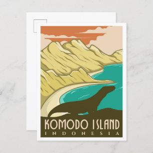 Cartão Postal Viagens vintage da Ilha Komodo na Indonésia