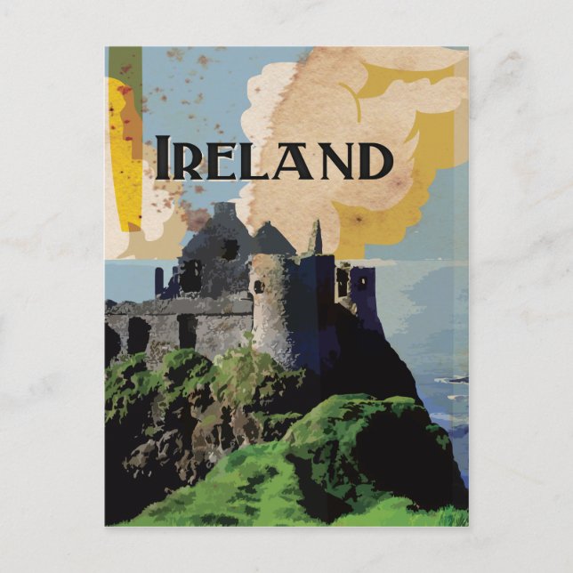 Cartão Postal Viagens vintage da Irlanda (Frente)