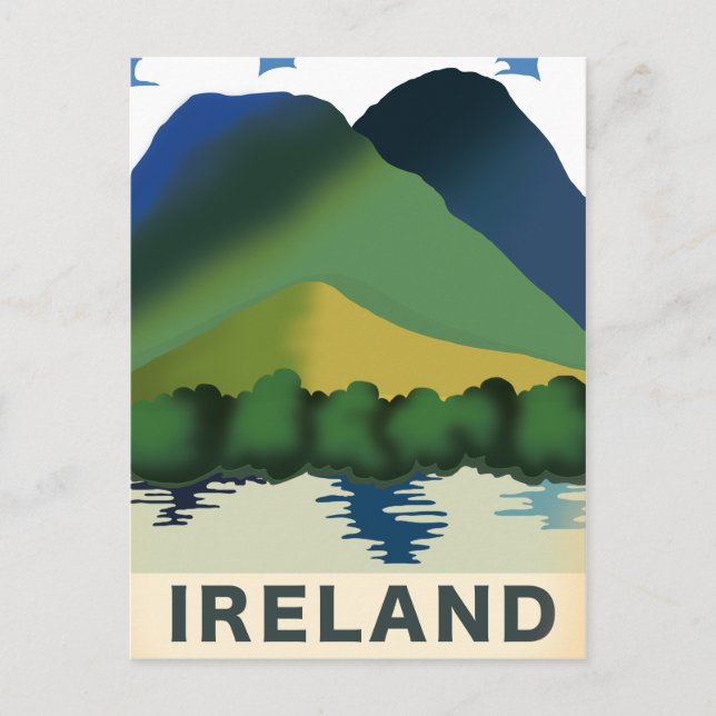 Cartão Postal Viagens vintage da Irlanda (Frente)