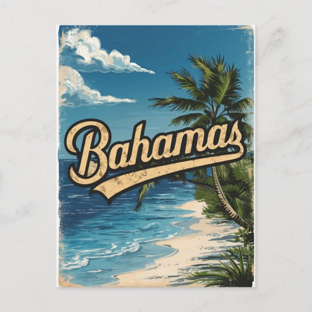 Cartão Postal Viagens vintage das Bahamas (Frente)