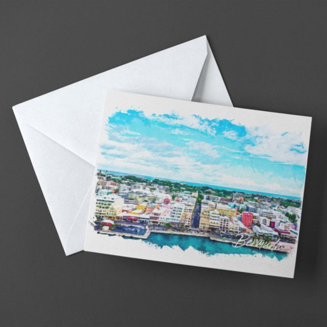 Cartão Postal Viagens vintage das Ilhas Bermudas (bermuda panorama view travel postcard)