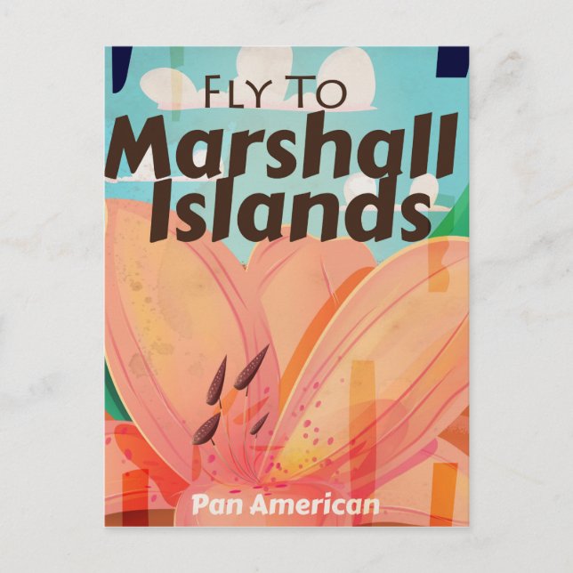 Cartão Postal Viagens vintage das Ilhas Marshall (Frente)