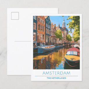 Cartão Postal Viagens vintage de Amsterdã Holanda