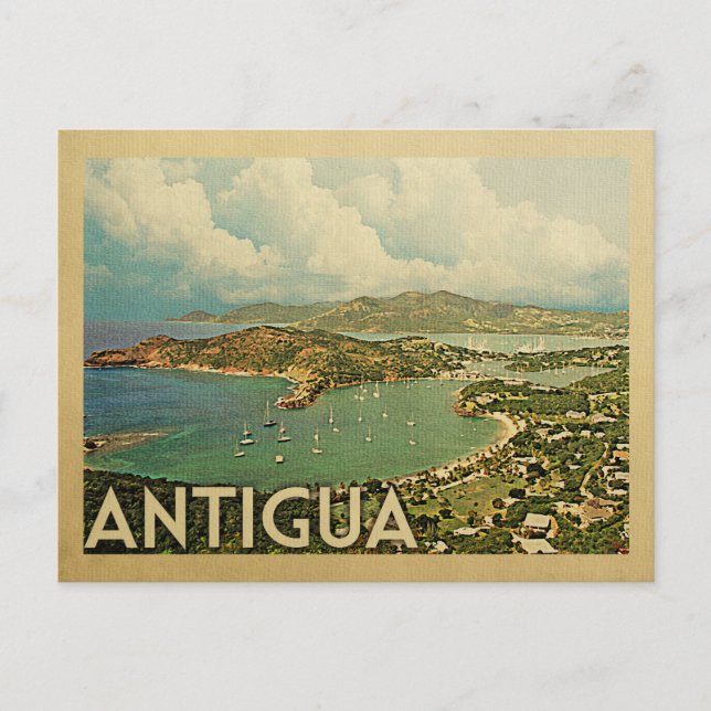 Cartão Postal Viagens vintage de Antígua (Frente)
