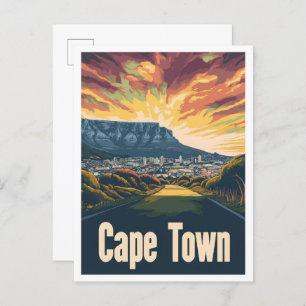 Cartão Postal Viagens vintage de Arte da África do Sul do Cabo