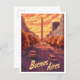 Cartão Postal Viagens vintage de Arte de Buenos Aires Argentina