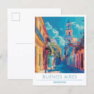 Cartão Postal Viagens vintage de Arte de Buenos Aires Argentina
