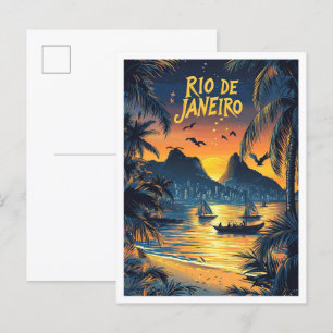 Cartão Postal Viagens vintage de Arte do Brasil no Rio de Janeir