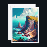 Cartão Postal Viagens vintage de Arte do Cabo da Roca Portugal<br><div class="desc">Ilustração do local da viagens vintage de Arte do Cabo da Roca Portugal</div>