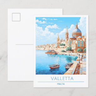 Cartão Postal Viagens vintage de arte Valletta Malta