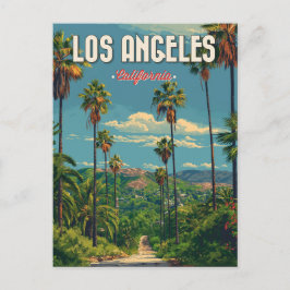 Cartão Postal Viagens vintage de Árvore de Palm Los Angeles