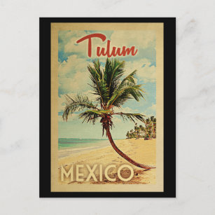 Cartão Postal Viagens vintage de Árvore Palm Postcard Tulum
