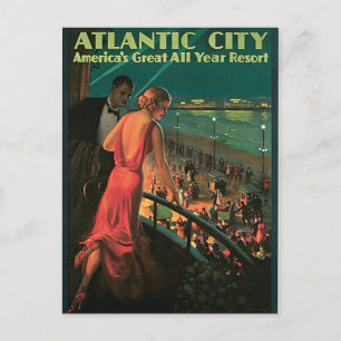 Cartão Postal Viagens vintage de Atlantic City New Jersey