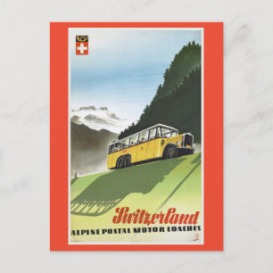 Cartão Postal Viagens vintage de barramento alpino suiça