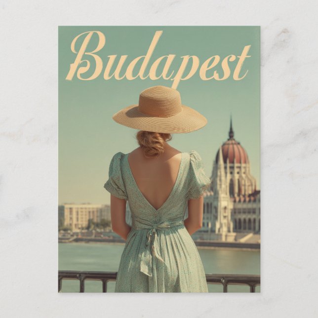 Cartão Postal Viagens vintage de Budapeste (Frente)