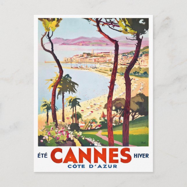 Cartão Postal Viagens vintage de Cannes France (Frente)