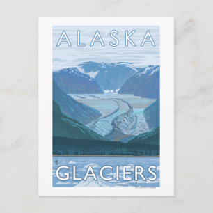 Cartão Postal Viagens vintage de Cena Glaciar Grande do Alaska
