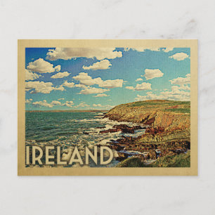 Cartão Postal Viagens vintage de Cliff do Oceano Irlanda