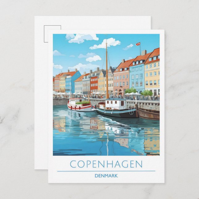 Cartão Postal Viagens vintage de Copenhagen Denmark (Frente/Verso)