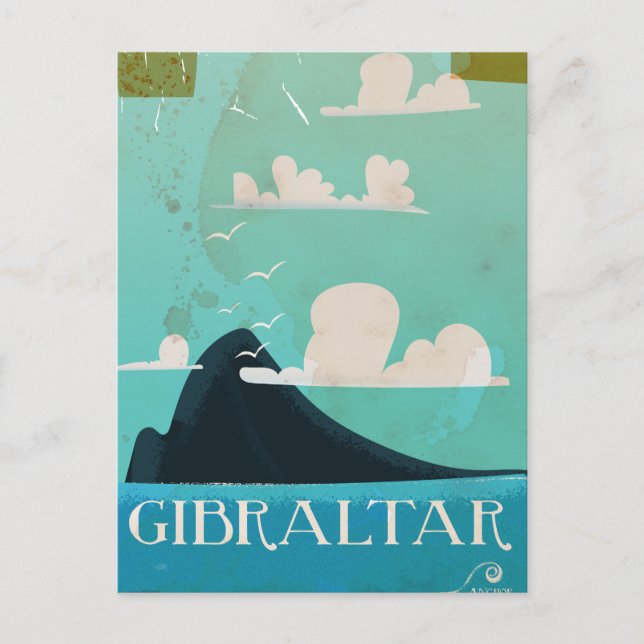 Cartão Postal Viagens vintage de Gibraltar (Frente)