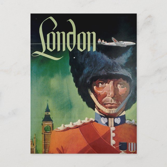 Cartão Postal Viagens vintage de Londres (Frente)
