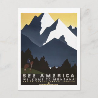 Cartão Postal Viagens vintage de Montana "See America"