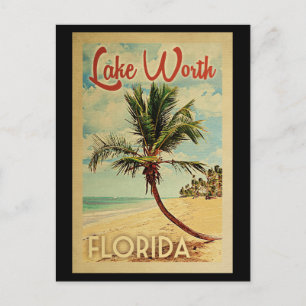 Cartão Postal Viagens vintage de Palm Palm no Lago Worth