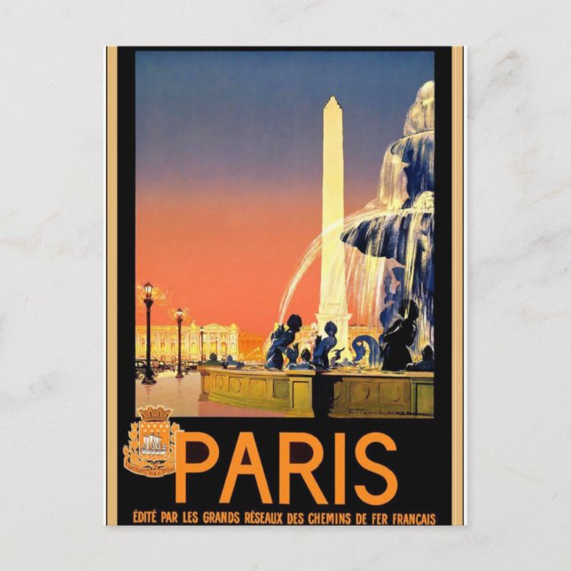Cartão Postal Viagens vintage de Paris (Frente)