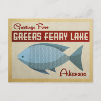 Viagens vintage de peixes do Lago Ferry