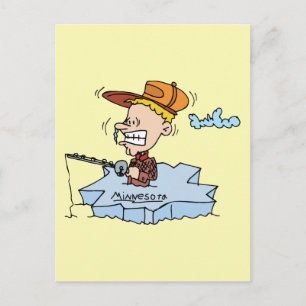 Cartão Postal Viagens vintage de Pesca de Gelo Minnesota MN Souv