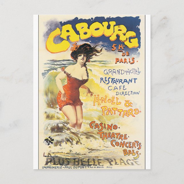 Cartão Postal Viagens vintage de Poster de Cabourg (Frente)