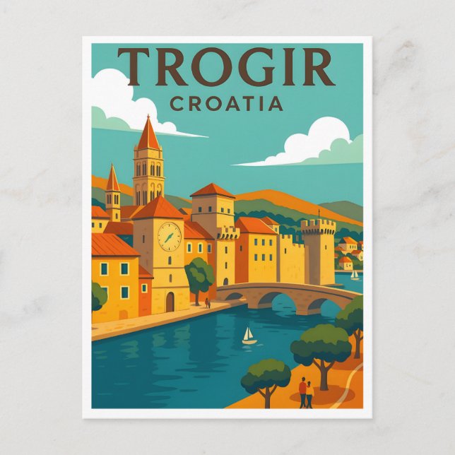 Cartão postal Viagens vintage de Poster de  Trogir (Frente)