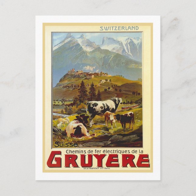 Cartão Postal Viagens vintage de Poster, Gruyere (Frente)