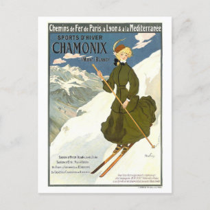 Cartão Postal Viagens vintage de Poster para Chamonix, França,