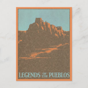 Cartão Postal viagens vintage de Poster, Taos Pueblos, Novo Méx