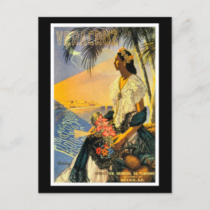 Cartão Postal Viagens vintage de poster, Veracruz, México,