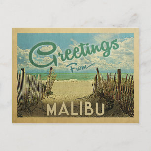 Cartão Postal Viagens vintage de praia de Malibu