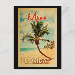 Cartão Postal Viagens vintage de praia de Palm Flórida de Miami